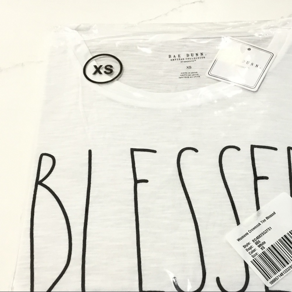 Rae Dunn White “BLESSED” Women’s T-Shirt NWT - Picture 3 of 3